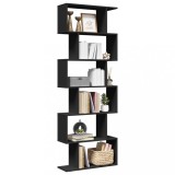 VidaXL Bibliotecă/separator cameră 6 niveluri negru 70x24x193 cm, lemn