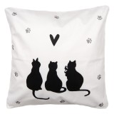 Cumpara ieftin Perna decorativa Pisicute textil alb negru 45x45x4 cm