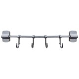Cumpara ieftin Cuier din metal pentru baie, argintiu, cu 4 agatatori reglabile, 340 mm