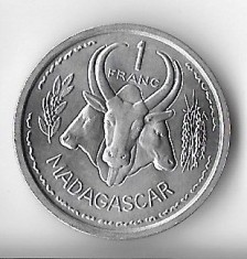 Moneda 1 franc 1958, aUNC/UNC - Madagascar