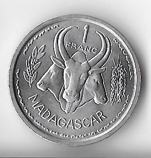 Moneda 1 franc 1958, aUNC/UNC - Madagascar