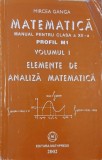 Matematica. Manual pentru clasa a XII-a. Profil M1, vol. 1. Elemente de analiza matematica - Mircea Ganga