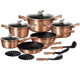 Set oale marmorate Rose Gold Metalic Line Berlinger Haus, 15 piese, capace termorezistente