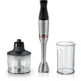 Mixer vertical Bosch ErgoMaster MSM6M830, 1200 W, Inox, minitocator, vas gradat, cutit QuattroBlade System Pro lama rotativa cu 4 laturi, Inox/negru