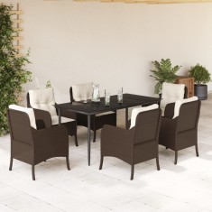 vidaXL Set mobilier de grădină cu perne, 7 piese, maro, poliratan 3211938