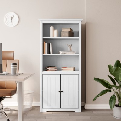 Gossi biblioteca &amp;quot;bodo&amp;quot;, alb, 82x40x173 cm, lemn masiv de pin foto
