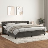vidaXL Pat box spring cu saltea, gri &icirc;nchis, 200x200 cm, catifea