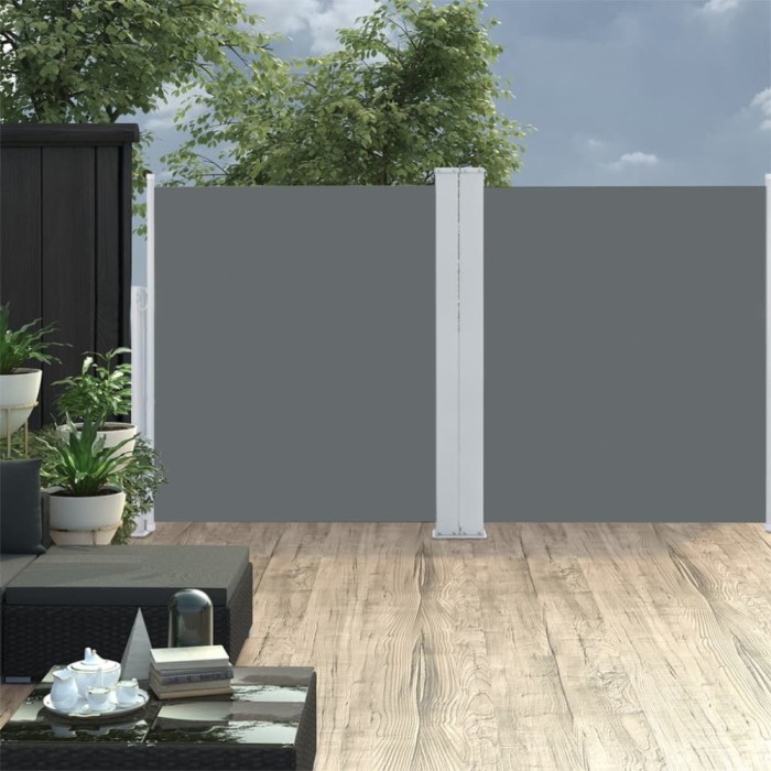 Copertină laterală dublă retractabilă, antracit, 170 x 600 cm