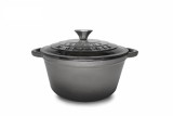 Cratita din fonta emailata cu capac, 22x9.5cm, capacitate 2.9l Marble Gray / DCN58632