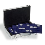 Valiza Aluminiu Monede: 6 Tavi, 198 Monede (33-47mm), Leuchtturm, Albastru, 407x245x95mm