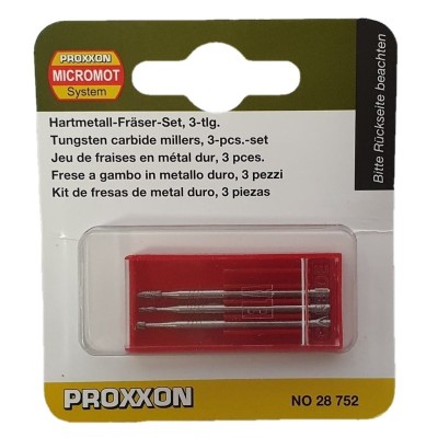 Set freze din carbura de tungsten Micromot Proxxon 28752, O1.2-O2.3 mm, 3 piese foto