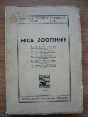 BAICOIANU / MAUCH / s.a. - MICA ZOOTEHNIE - 1945 foto