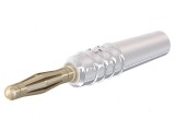 Conector banană 2mm 10A 30VAC 60VDC albă aurit 0,5mm2
