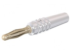 Conector banană 2mm 10A 30VAC 60VDC albă aurit 0,5mm2