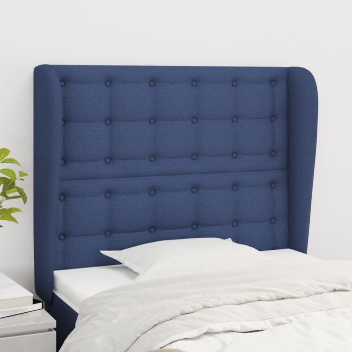 Gossi tablie de pat cu aripioare, albastru, 83x23x118/128 cm, textil