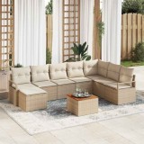 VidaXL Set de canapele pentru grădină 9 pcs Bej, alb Mare Ratan