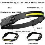 Lanterna de Cap cu Led COB &amp; XPE si Senzor / YT200