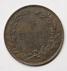 5 BANI 1867 HEATON . DETALII EXCELENTE . PIESA DE COLECTIE .