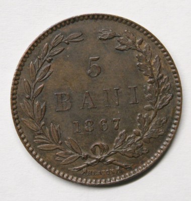 5 BANI 1867 HEATON . DETALII EXCELENTE . PIESA DE COLECTIE . foto