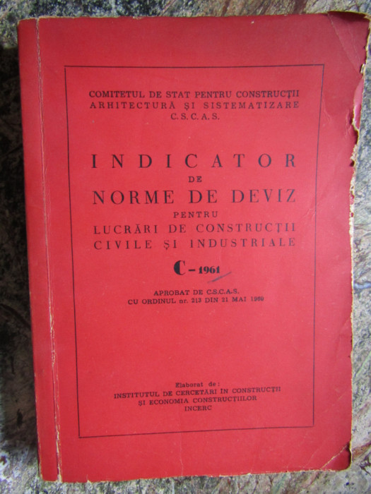 Indicator de norme de deviz pt. lucrari de constructii civile industriale