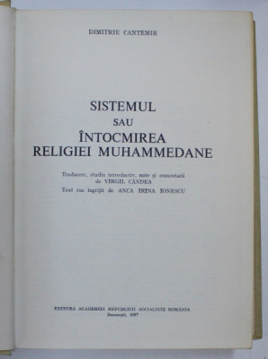 DIMITRIE CANTEMIR, OPERE COMPLETE, VOL. VIII, TOMUL II , 1987 foto