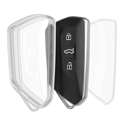 Husa Cheie Auto Kwmobile pentru VW 3 Butoane, Transparent, Silicon, KWM000025JH001C foto