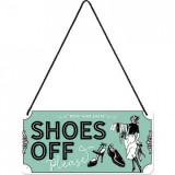 Placa metalica cu snur - Shoes Off - 10x20 cm, Nostalgic Art Merchandising