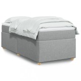 VidaXL Pat box spring cu saltea, gri deschis, 90x190 cm, textil