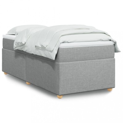 vidaXL Pat box spring cu saltea, gri deschis, 90x190 cm, textil 3285338 foto