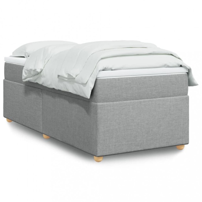 vidaXL Pat box spring cu saltea, gri deschis, 90x190 cm, textil 3285338