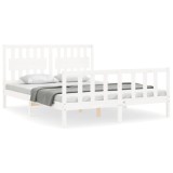 Cumpara ieftin Cadru de pat fara saltea, alb, 160x200 cm, lemn masiv pin