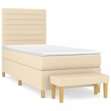 Cumpara ieftin Pat box spring cu saltea, crem, 80x200 cm, textil