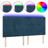 Cumpara ieftin Tablie de pat cu LED, albastru inchis, 200x5x118/128cm catifea