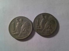 2 Monede Cehoslovacia 1 koroana 1922 si 1924 , cal. F.Buna