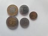 5 monede actuale din Polonia: 2 si 5 zloti, 1 si 20 (2) groszy