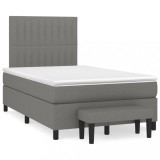 VidaXL Pat box spring cu saltea, gri &icirc;nchis, 120x190 cm, textil