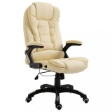 vidaXL Scaun de birou, crem, piele ecologică