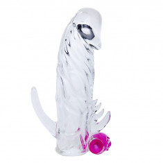 Manson Penis cu Vibratii Crystal, TPR, Transparent, 13 cm