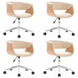 Scaune de sufragerie pivotante 4 buc. crem piele artificiala