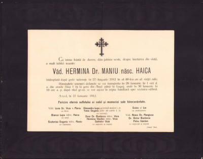 HST A288 Ferpar Hermina soția dr Aurel Maniu 1912 Arad foto