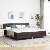 Cumpara ieftin Pat cu arc LED cu benzi LED Maro inchis 200 x 200 cm tesatura