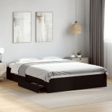 Gossi cadru pat cu sertare negru extralucios 150x200cm lemn prelucrat