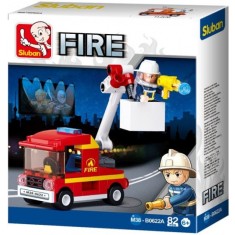 Set De Constructie Sluban, Mini Masina De Interventie Cu Scara