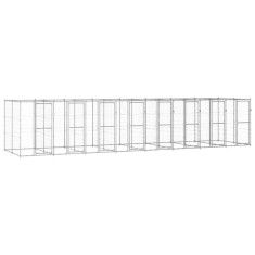 vidaXL Padoc pentru caini de exterior, 19,36 m?, o?el galvanizat foto