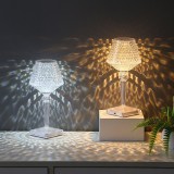 Lampa de birou pe LED RGB 16, dimmer tactil, 3 nivele de intensitate, incarcare USB, 3W, Cristal Acrilic, cu telecomanda, forma pahar, transparent