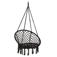 Hamac brazilian, tip scaun, Springos, negru, max 150kg, 79x80x120 cm