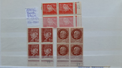 1941-1942-Franta-Mr.Petain-Mi=521-523-Bl4-MNH foto