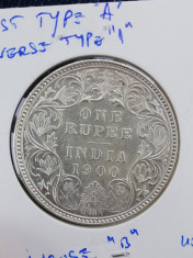 India ONE rupee 1900 aproape necirculata foto