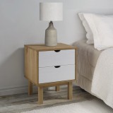 vidaXL Dulap noptieră OTTA, maro/alb, 45x39x57 cm, lemn masiv pin 348578