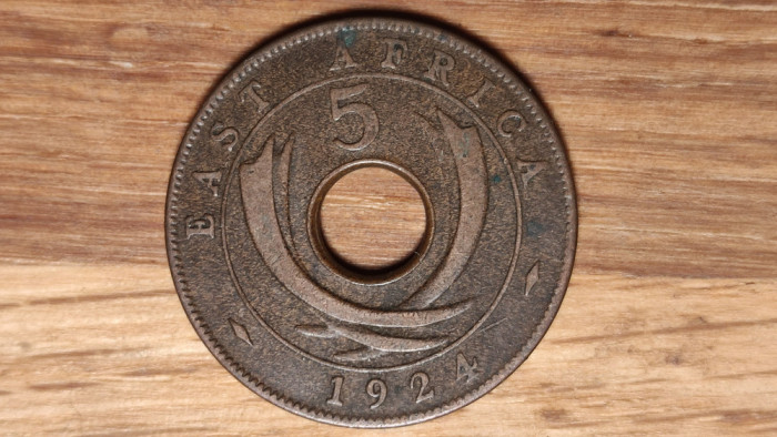 Africa de Est - moneda istorica - 5 cents 1924 - bronz stare f buna - George V